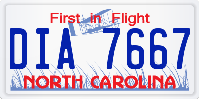 NC license plate DIA7667