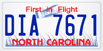 NC license plate DIA7671