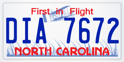 NC license plate DIA7672