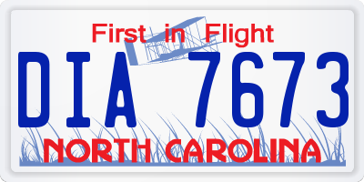NC license plate DIA7673