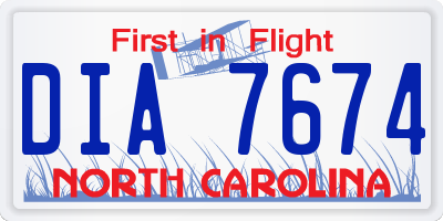 NC license plate DIA7674