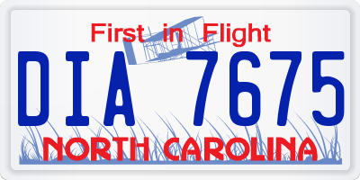 NC license plate DIA7675