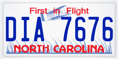 NC license plate DIA7676