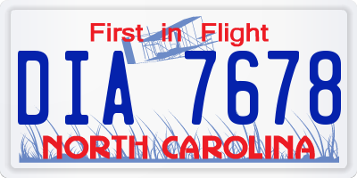NC license plate DIA7678
