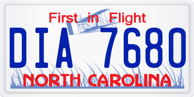 NC license plate DIA7680