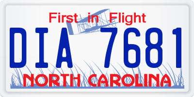 NC license plate DIA7681