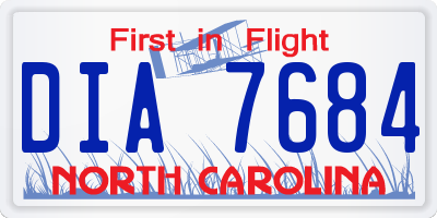 NC license plate DIA7684