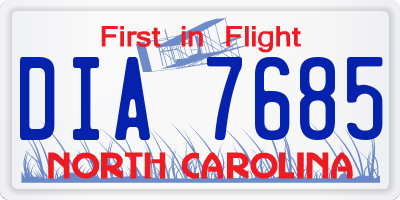 NC license plate DIA7685
