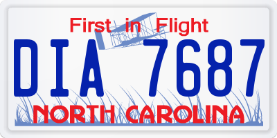 NC license plate DIA7687