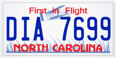 NC license plate DIA7699