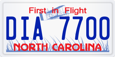 NC license plate DIA7700