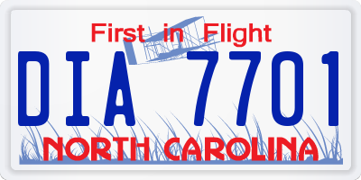 NC license plate DIA7701