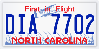 NC license plate DIA7702