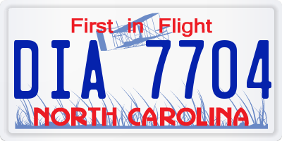 NC license plate DIA7704
