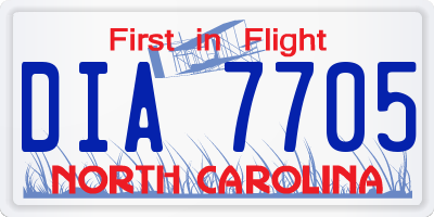 NC license plate DIA7705