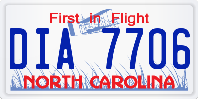 NC license plate DIA7706