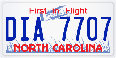 NC license plate DIA7707