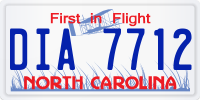 NC license plate DIA7712