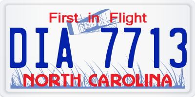 NC license plate DIA7713