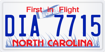 NC license plate DIA7715