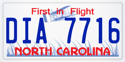 NC license plate DIA7716