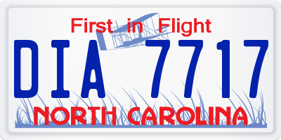 NC license plate DIA7717