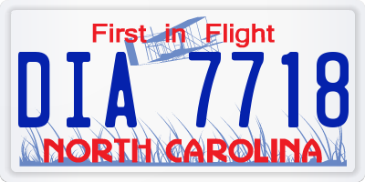 NC license plate DIA7718