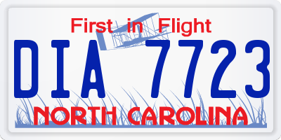 NC license plate DIA7723