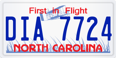 NC license plate DIA7724
