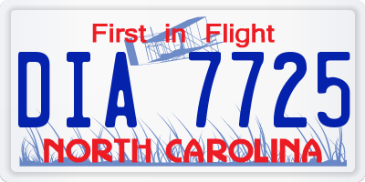 NC license plate DIA7725