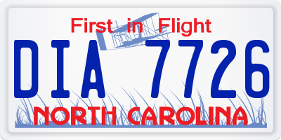 NC license plate DIA7726