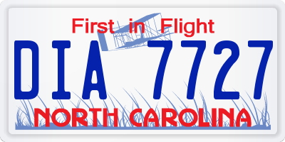 NC license plate DIA7727