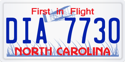 NC license plate DIA7730