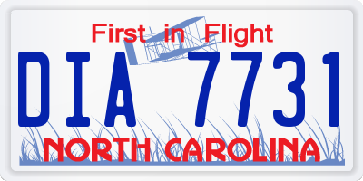NC license plate DIA7731