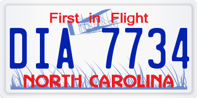 NC license plate DIA7734