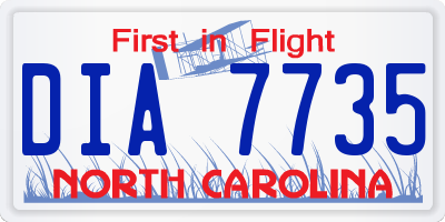NC license plate DIA7735
