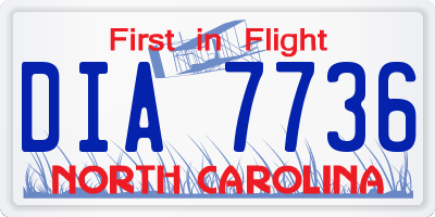 NC license plate DIA7736