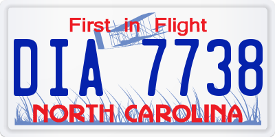 NC license plate DIA7738