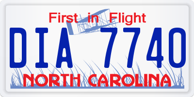 NC license plate DIA7740