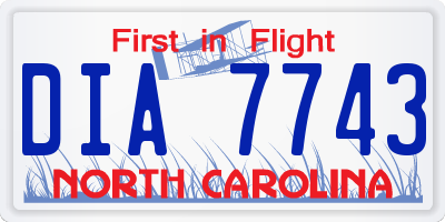 NC license plate DIA7743