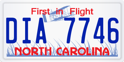 NC license plate DIA7746