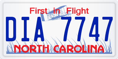 NC license plate DIA7747