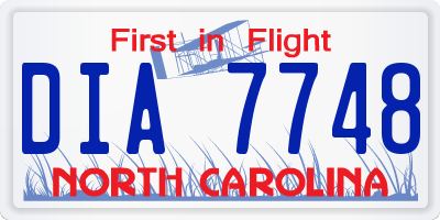 NC license plate DIA7748