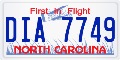 NC license plate DIA7749