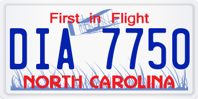 NC license plate DIA7750
