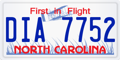 NC license plate DIA7752