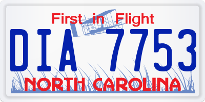 NC license plate DIA7753