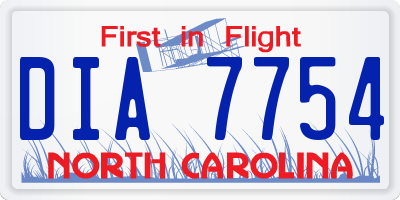 NC license plate DIA7754