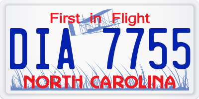 NC license plate DIA7755