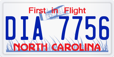 NC license plate DIA7756